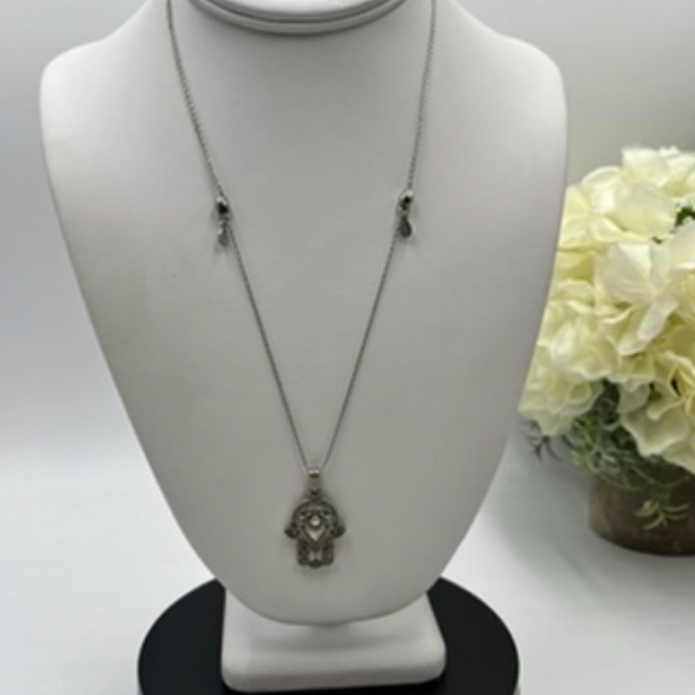 ALEX & ANI Hand of Fatima Adjustable length Necklace Hamsa Continuous Pull Chain